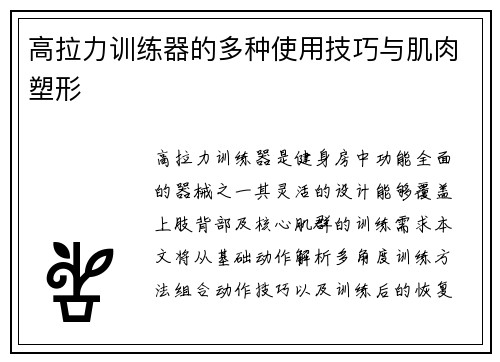 高拉力训练器的多种使用技巧与肌肉塑形